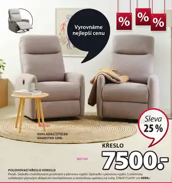 JYSK POLOHOVACÍ KŘESLO VONSILD nabídka