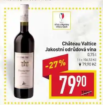 Billa Château valtice jakostní odrůdová vína 0,75l nabídka