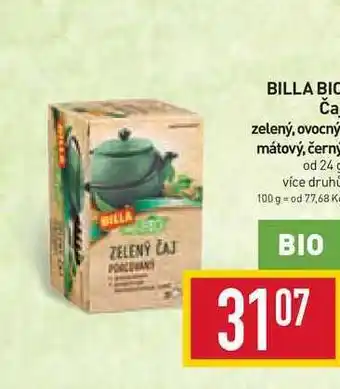Billa Billa bio čaj zelený, ovocný mátový, černý od 24 g nabídka
