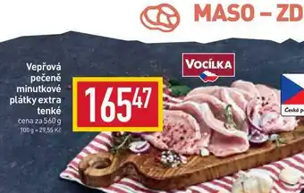 Billa Vepřová pečeně minutkové plátky extra tenké cena za 560 g nabídka