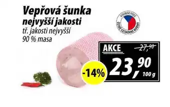 ZEMAN Vepřová šunka nejvyšší jakosti tř. jakosti nejvyšší 90% masa, 100 g nabídka
