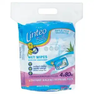 Jip Linteo baby vlhčené dětské ubrousky pro podrážděnou pokožku 4 x 80 ks nabídka
