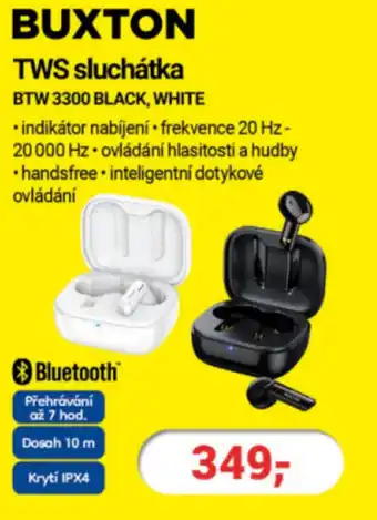 BUXTON TWS sluchátka BTW 3300 BLACK, WHITE