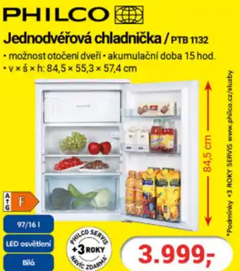 Planeo Elektro PHILCO Jednodvéřová chladnička/PTB 1132 nabídka
