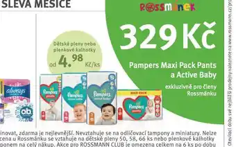 Rossmann Pampers dětské plenky nabídka