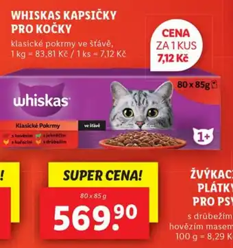Lidl WHISKAS KAPSIČKY PRO KOČKY nabídka