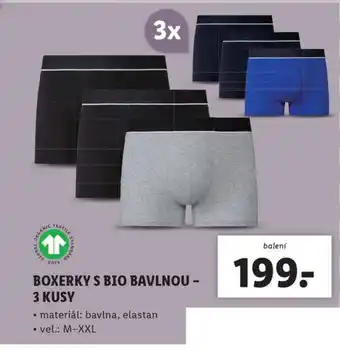 Lidl BOXERKY S BIO BAVLNOU - 3 KUSY nabídka