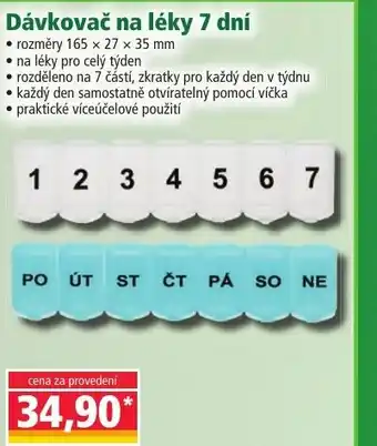 Norma Dávkovač na léky 7 dní nabídka