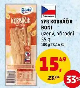 Penny Market Sýr korbáčik boni uzený, přírodní, 55 g nabídka