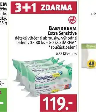 Rossmann Babydream extra sensitive dětské vlhčené ubrousky nabídka