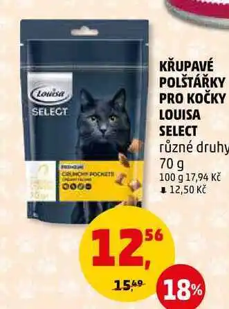 Penny Market Křupavé polštářky pro kočky louisa select různé druhy, 70 g nabídka
