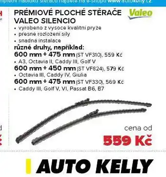 Auto Kelly Prémiové ploché stěrače valeo silencio nabídka