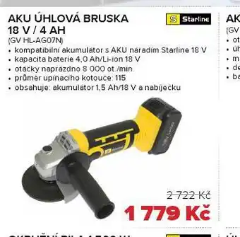 Auto Kelly Aku úhlová bruska 18 v / 4 ah nabídka