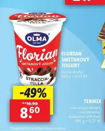 Lidl Florian smetanový jogurt nabídka