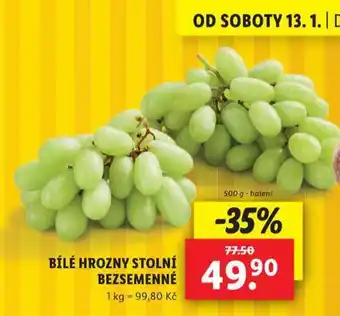 Lidl Bílé hrozny bezsemenné nabídka