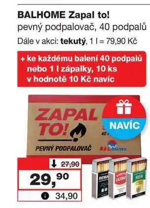 Barvy a laky drogerie Balhome zapal to! pevný podpalovač, 40 podpalů nabídka