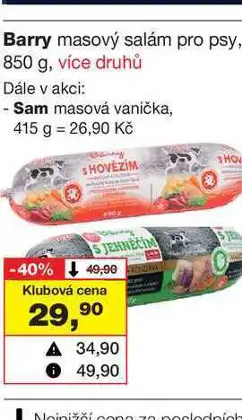Barvy a laky drogerie Barry masový salám pro psy, 850 g nabídka