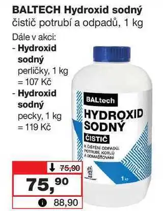 Barvy a laky drogerie Baltech hydroxid sodný čistič potrubí a odpadů, 1 kg nabídka