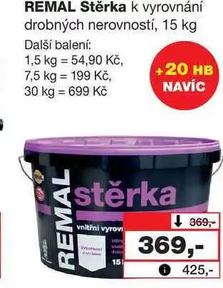 Barvy a laky drogerie Remal stěrka k vyrovnání drobných nerovností, 15 kg nabídka
