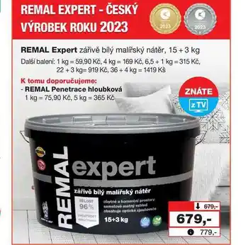 Barvy a laky drogerie Remal expert zářivě bílý malířský nátěr, 15+3 kg nabídka