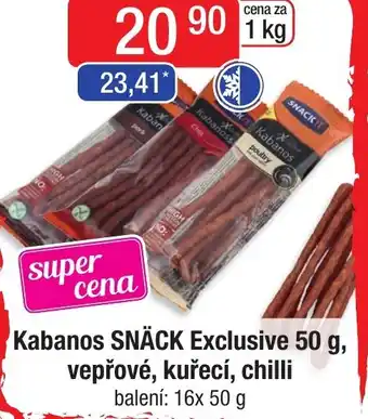 Qanto Kabanos SNÄCK Exclusive 50 g, vepřové, kuřecí, chilli nabídka