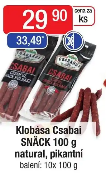 Qanto Klobása Csabai SNÄCK 100 g natural, pikantní nabídka