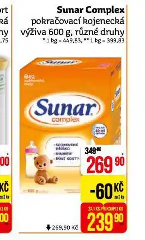 Teta Sunar complex pokračovací kojenecká výživa nabídka