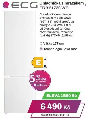 Expert ECG Chladnička s mrazákem ERB 21730 WE nabídka