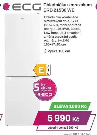 Expert ECG Chladnička s mrazákem ERB 21530 WE nabídka