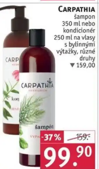 Rossmann CARPATHIA šampon 350 ml nebo kondicionér 250 ml na vlasy s bylinnými výtažky, různé druhy nabídka