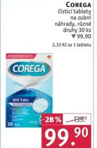 Rossmann COREGA čisticí tablety na zubní náhrady, různé druhy 30 ks nabídka