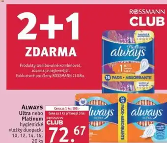 Rossmann ALWAYS Ultra Nebo Platinum nabídka