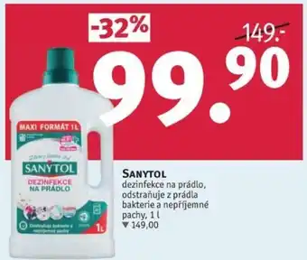Rossmann SANYTOL dezinfekce na prádlo, odstraňuje z prádla bakterie a nepříjemné pachy, 1 L nabídka