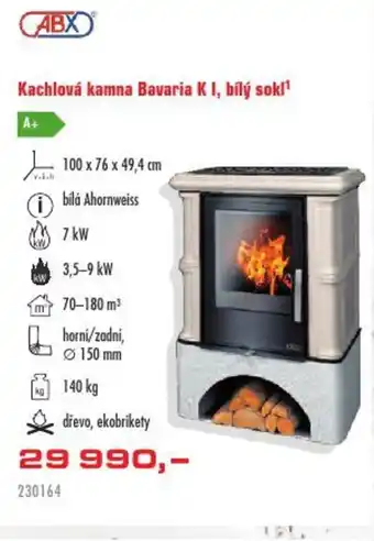 Kachlová kamna Bavaria K I, bílý sokl