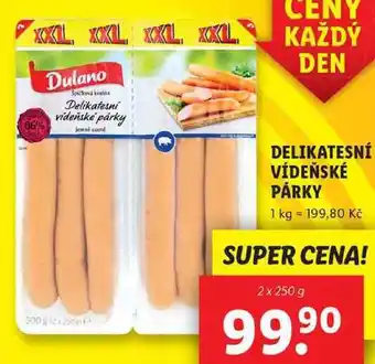 Lidl Delikatesní vídeňské párky, 2x 250 g nabídka