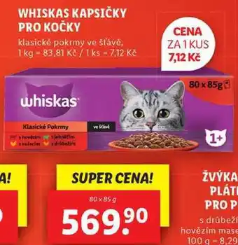 Lidl Whiskas kapsičky pro kočky, 80x 85 g nabídka