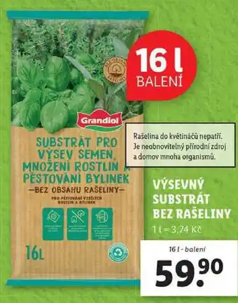 Lidl Výsevný substrát bez rašeliny, 16 l nabídka