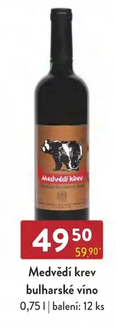 Qanto Medvědí krev bulharské víno 0,75L nabídka