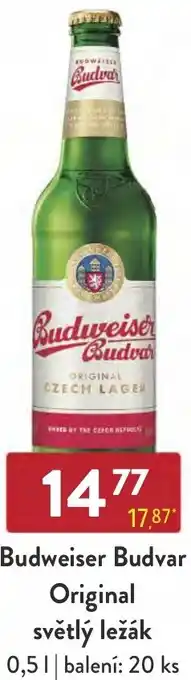 Qanto Budweiser Budvar Original světlý ležák 0,5L nabídka