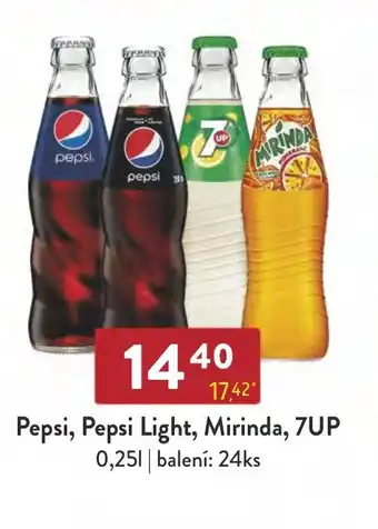 Qanto Pepsi, Pepsi Light, Mirinda, 7UP 0,25L nabídka