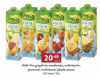 Qanto Hello Viva grapefruit, mandarinka, multivitamin, pomeranč, multivitamin jahoda, ananas 1.0L nabídka