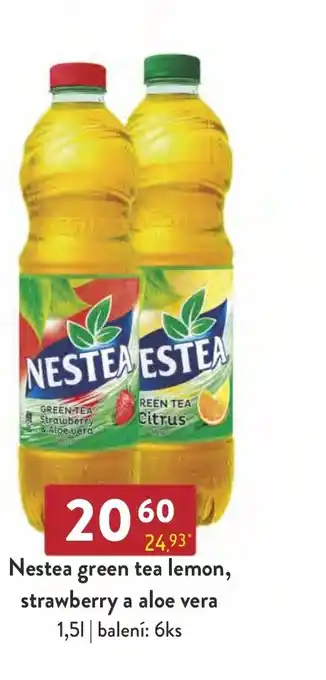 Qanto Nestea green tea lemon, strawberry a aloe vera 1,5L nabídka