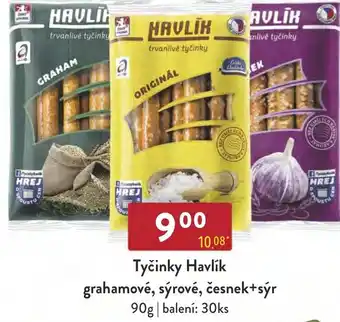 Qanto Tyčinky Havlík grahamové, sýrové, česnek+sýr 90g nabídka