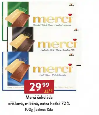 Qanto Merci čokoláda oříšková, mléčná, extra hořká 72 % 100g nabídka