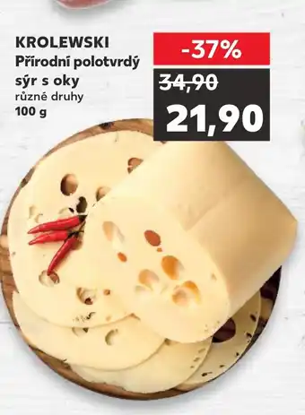 KROLEWSKI Přírodní polotvrdý sýr s oky