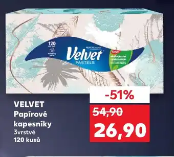 Kaufland VELVET Papírové kapesníky nabídka