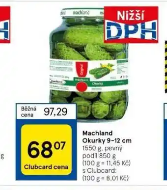 Tesco Machland okurky 9-12 cm nabídka
