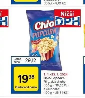 Tesco Chio popcorn nabídka