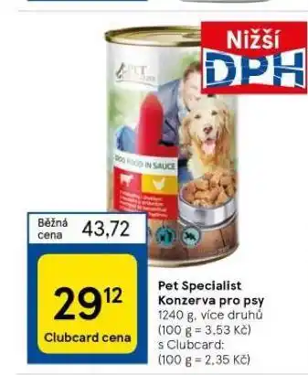 Tesco Pet specialist konzerva pro psy nabídka