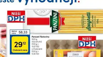 Tesco Panzani těstoviny nabídka